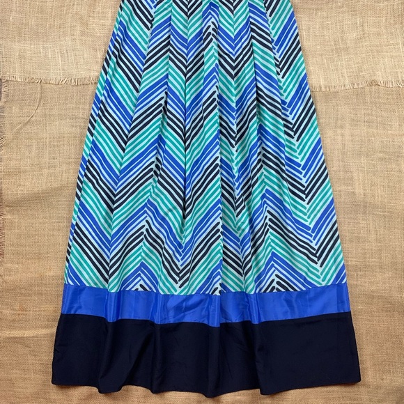 Ann Taylor Dress Size 6 Maxi Blue Green Striped - Picture 3 of 7